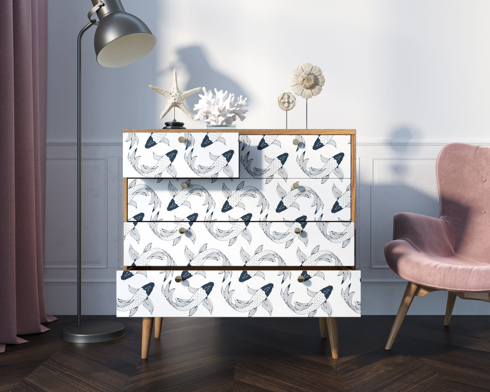 купить Комод "Berber" пять ящиков 36 принт арт BB36/Print_36