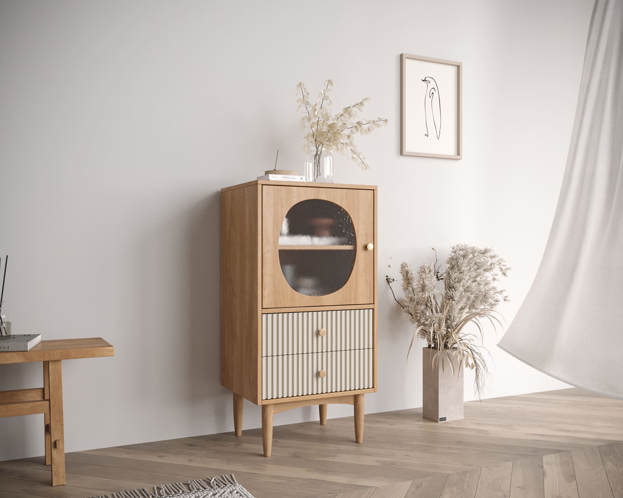 заказать Высокая тумба "Bubble" с двумя ящиками арт BBL11, цвет - орех