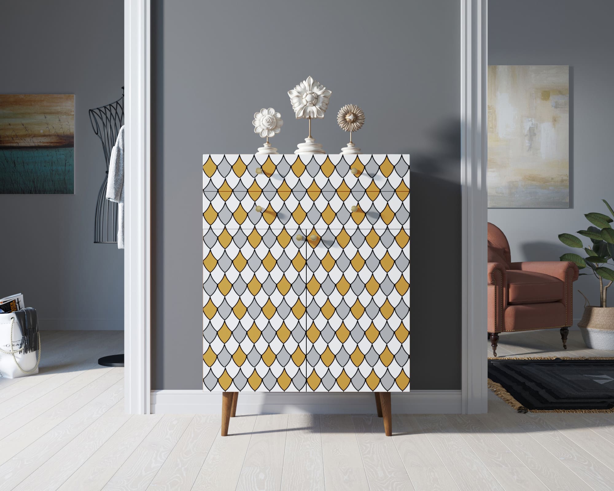 Комод "Berber" большой принт 22 арт BB12/Print_22 в интерьере