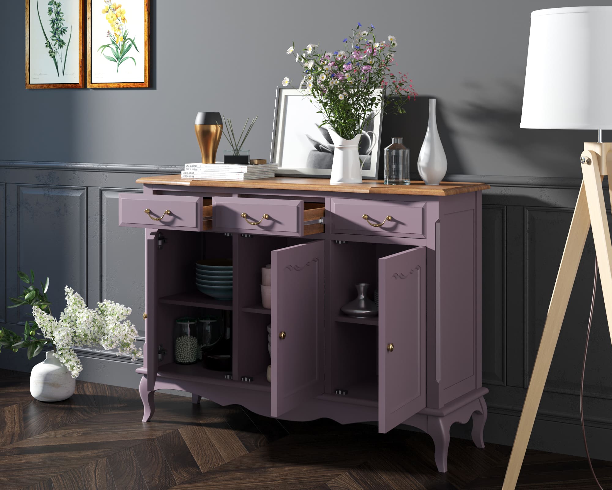 Комод "Leontina Lavanda" (3 ящика и 3 двери) арт ST9344L в интернет-магазине