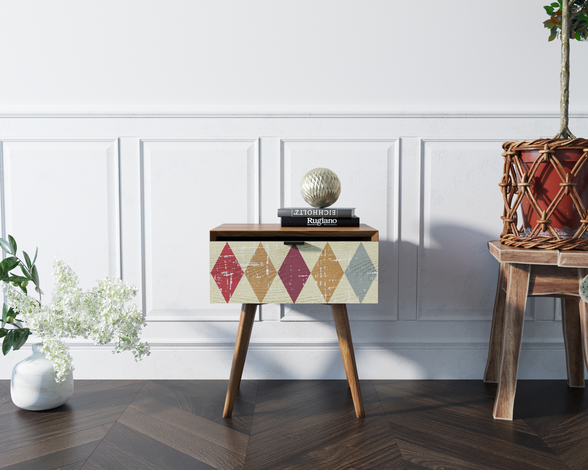 заказать Тумба для прихожей в Скандинавском стиле "Bruni print" с ящиком