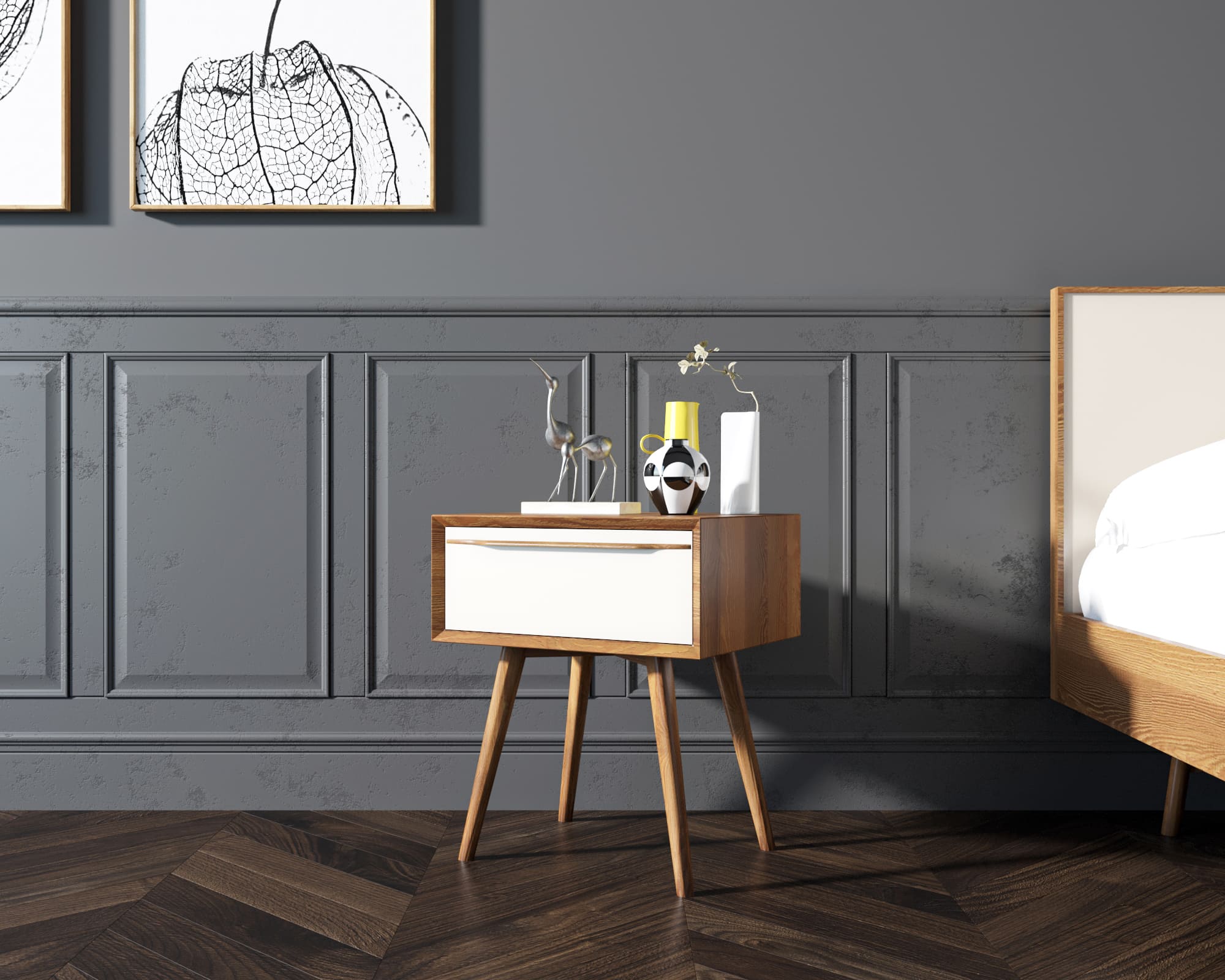 Тумба для прихожей в Скандинавском стиле "Bruni white" с ящиком в интернет-магазине