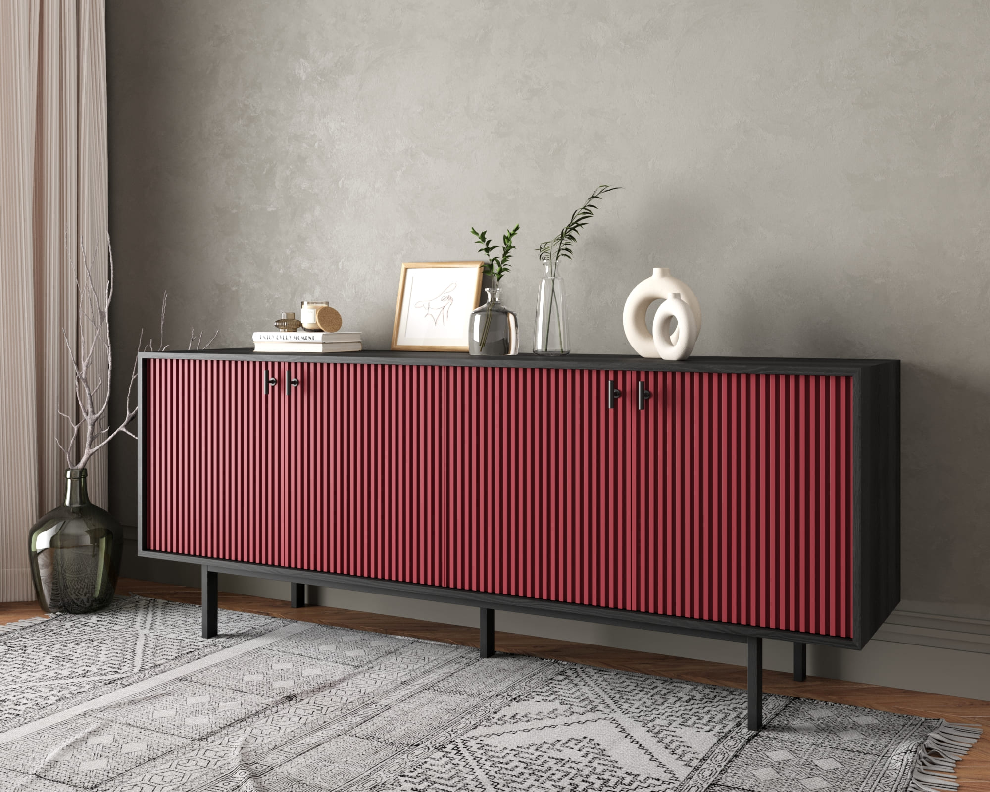 заказать Комод с четыремя дверками "Emerson" арт EM01/red/L