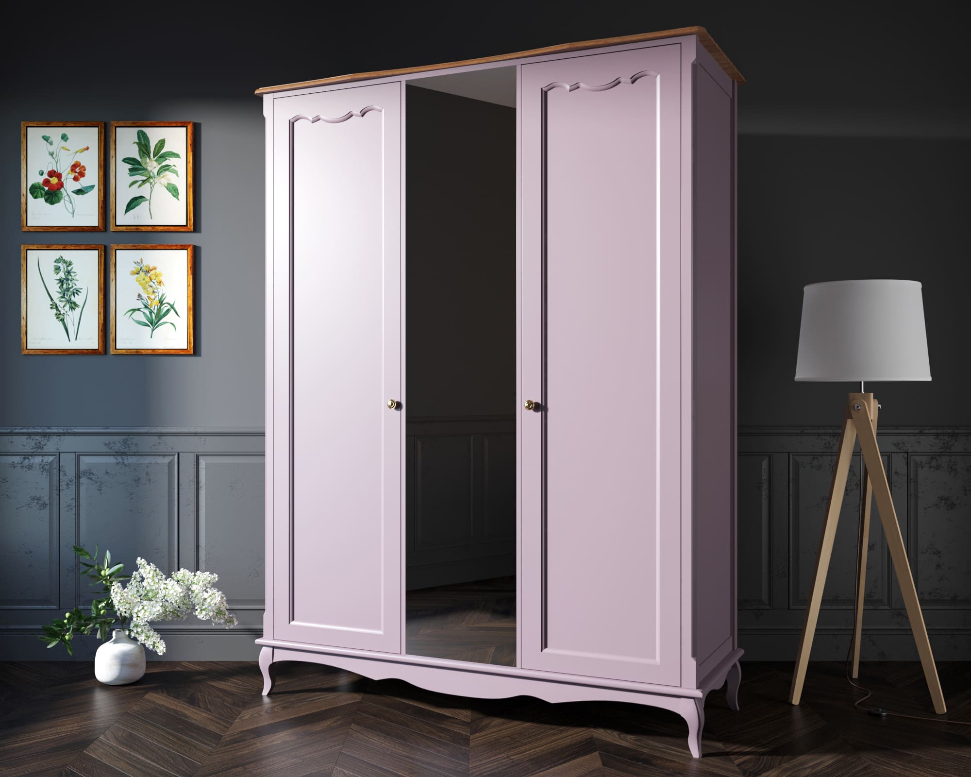 Шкаф Leontina Lavanda двухстворчатый с зеркалом арт ST9327ZL в интернет-магазине