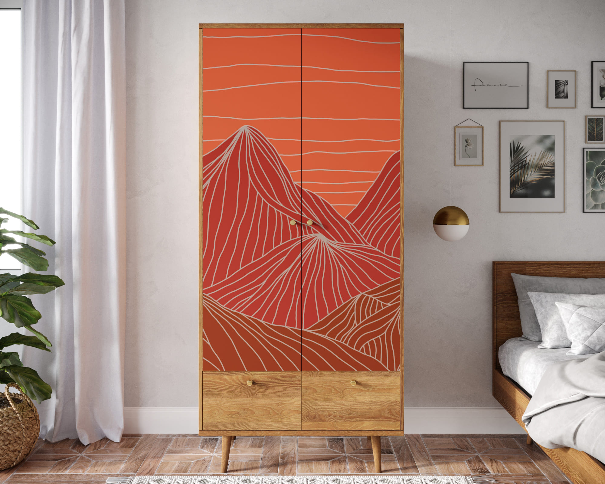 Шкаф двухстворчатый "Berber" принт 49 арт BB16/Print_49 в интерьере