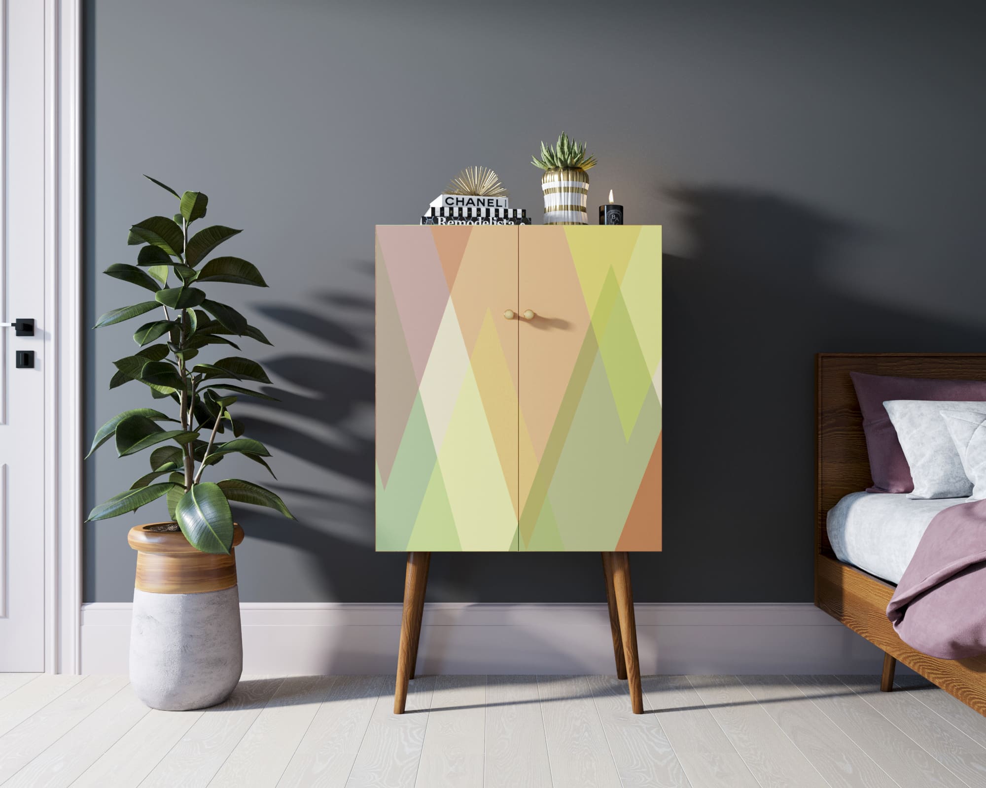 Комод на высоких ножках "Berber" 16 принт арт BB09/Print_16 в интерьере