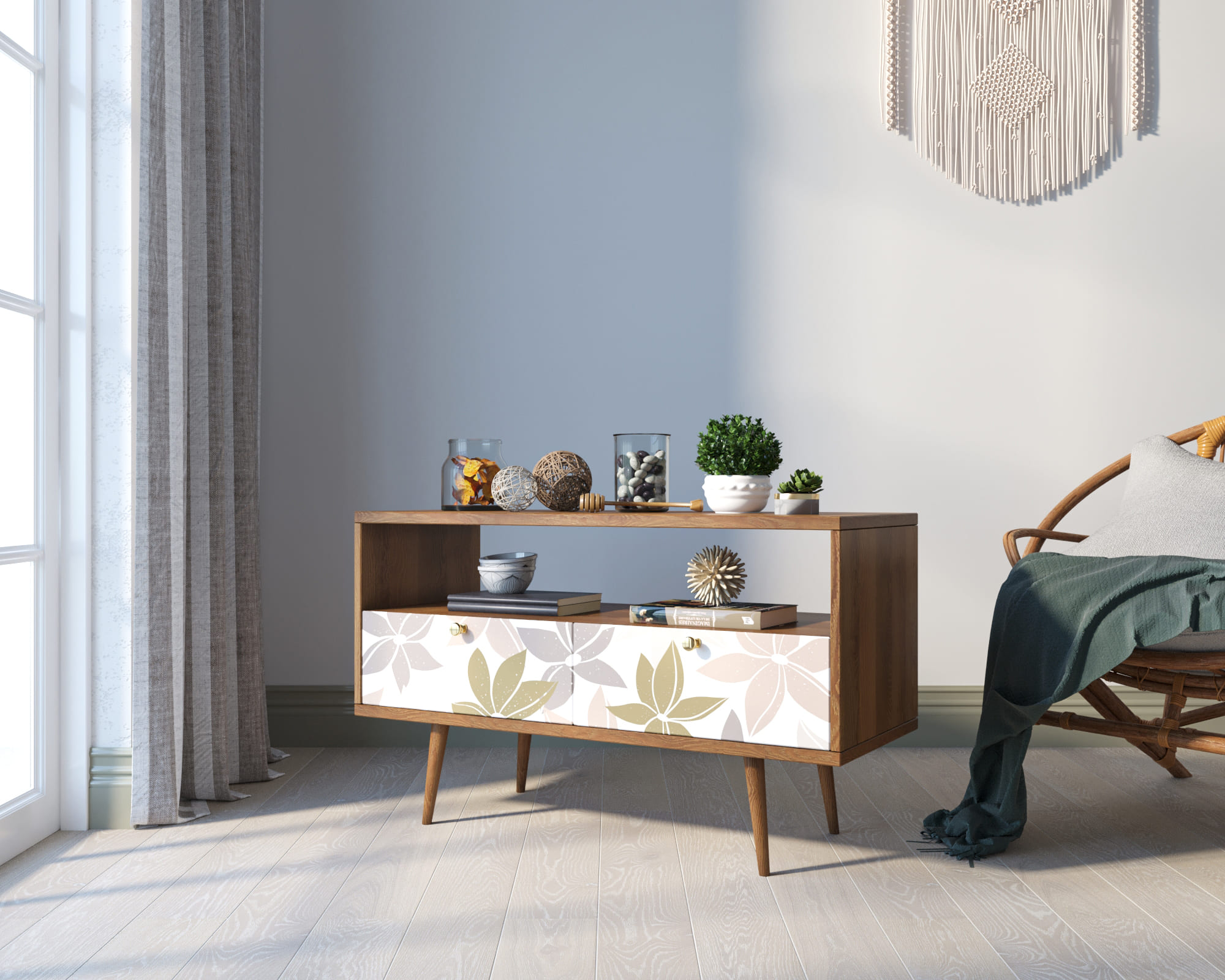 заказать Консоль "Berber" с двумя ящиками принт 27 арт BB22/Print_27