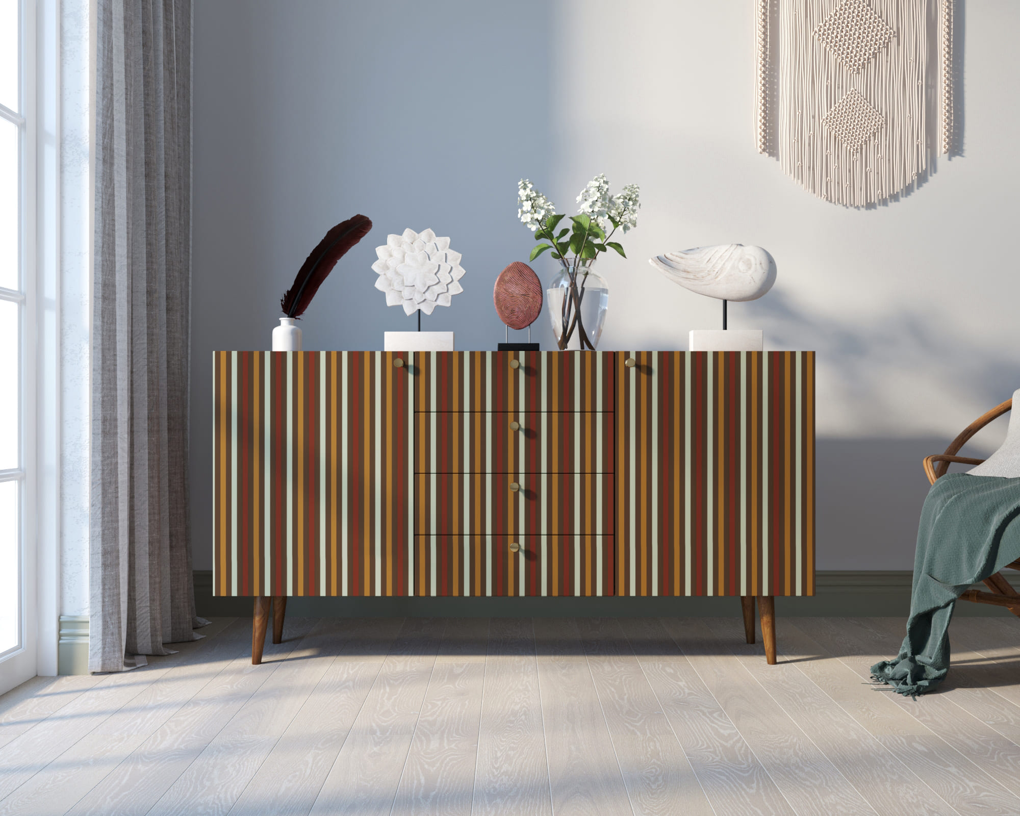Комод "Berber" с ящиками 20 принт арт BB14/Print_20 в интерьере
