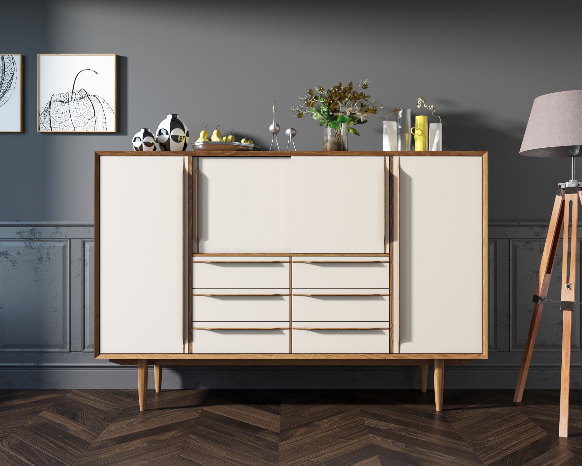 фото Большой комод "Bruni white" арт BR09WH