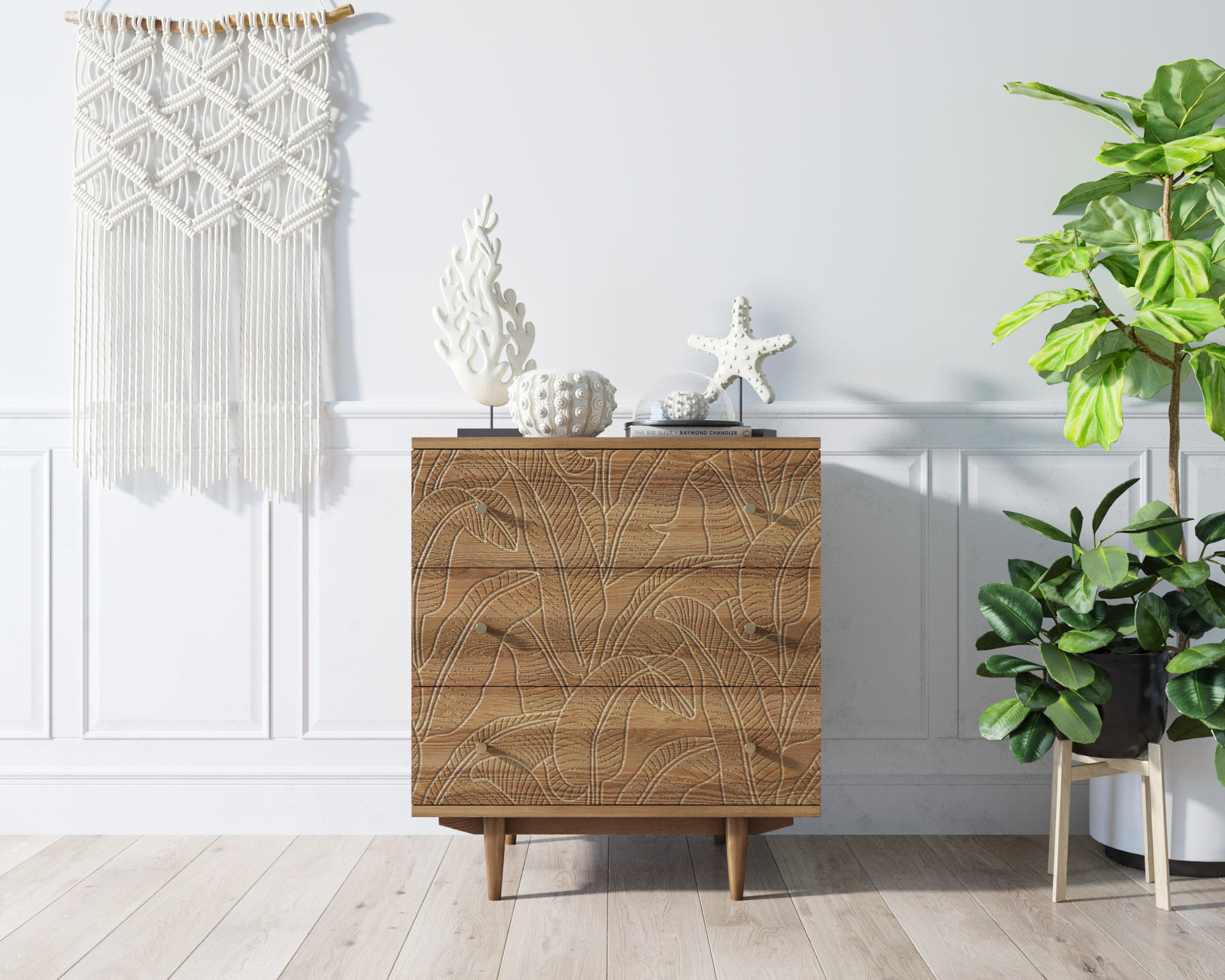 Комод "Boho" 3 ящика джангл арт BH07 в интернет-магазине в Москве Комод "Boho" 3 ящика джангл арт BH07 в интернет-магазине