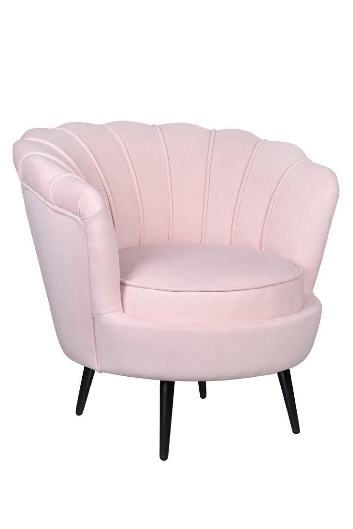 купить Низкое кресло ракушка Pearl розовый V2 на черных ножках
