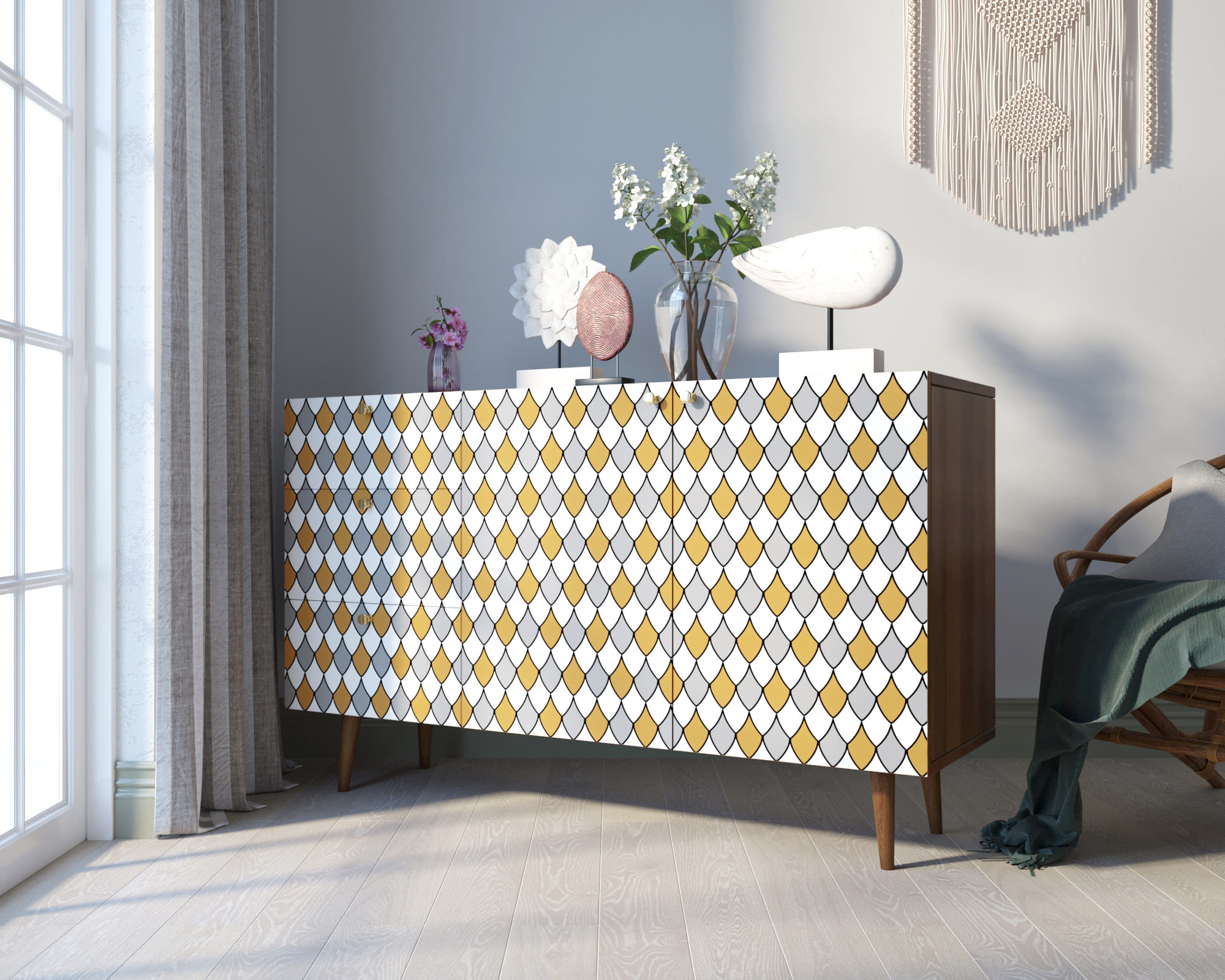 фото Комод "Berber" с двумя дверками и ящиками принт 22 арт BB17/Print_22