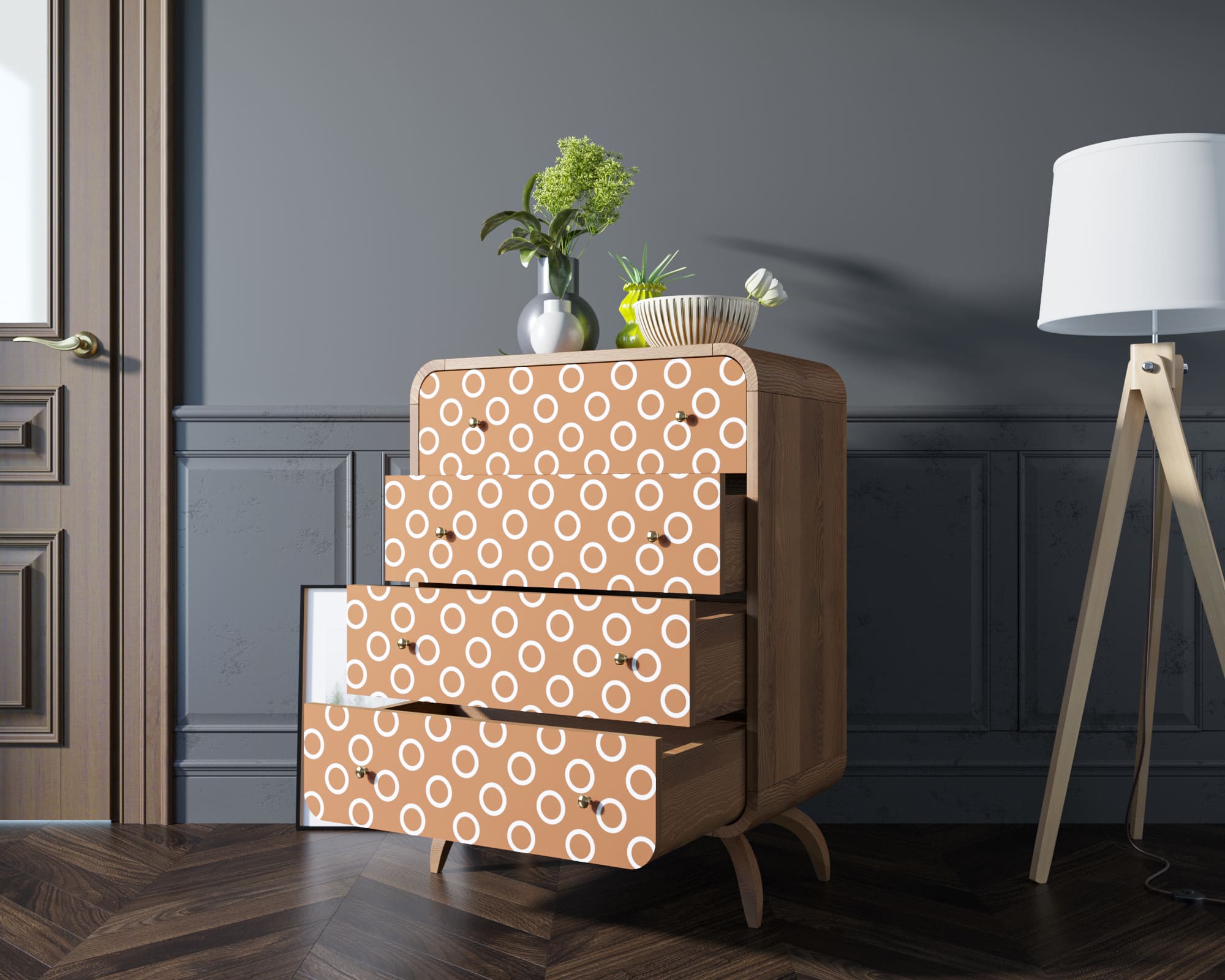 купить Высокий комод "Ellipse Print" с четырьмя ящиками принт 3 арт EL05/print_3