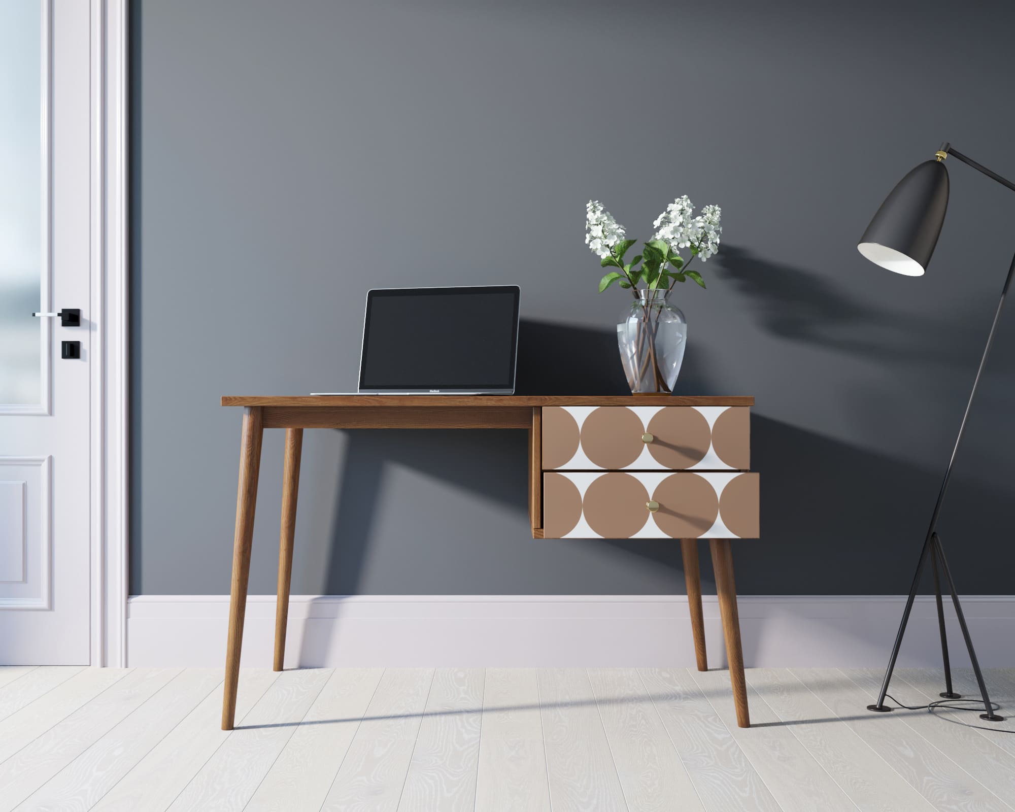 заказать Стол рабочий "Berber" принт 17 с одной тумбой арт BB20/Print_17