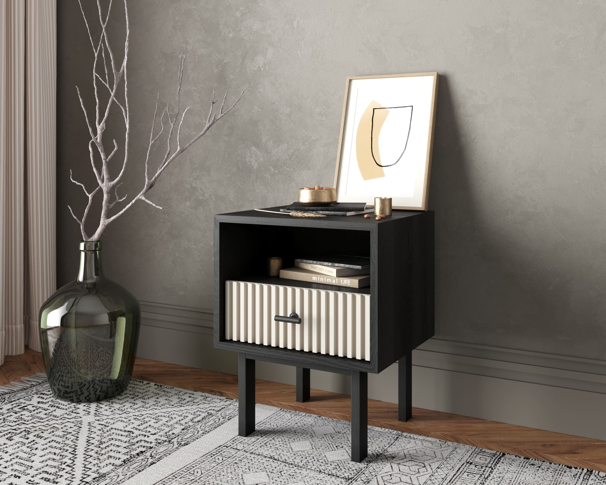 заказать Тумбочка с нижним ящиком "Emerson" арт EM17/milky/L в Москве заказать Тумбочка с нижним ящиком "Emerson" арт EM17/milky/L