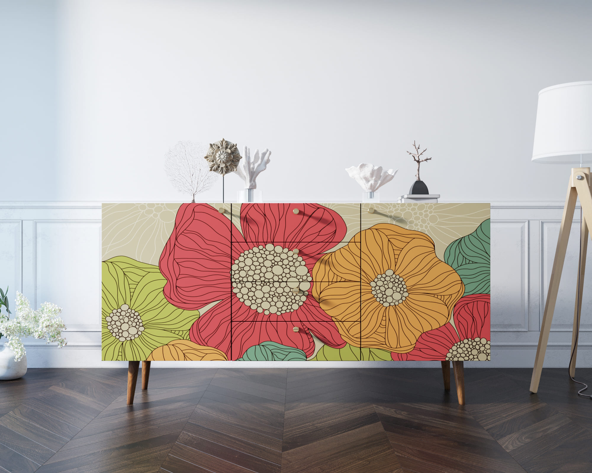 Комод "Berber" с ящиками 5 принт арт BB14/Print_05 в интерьере