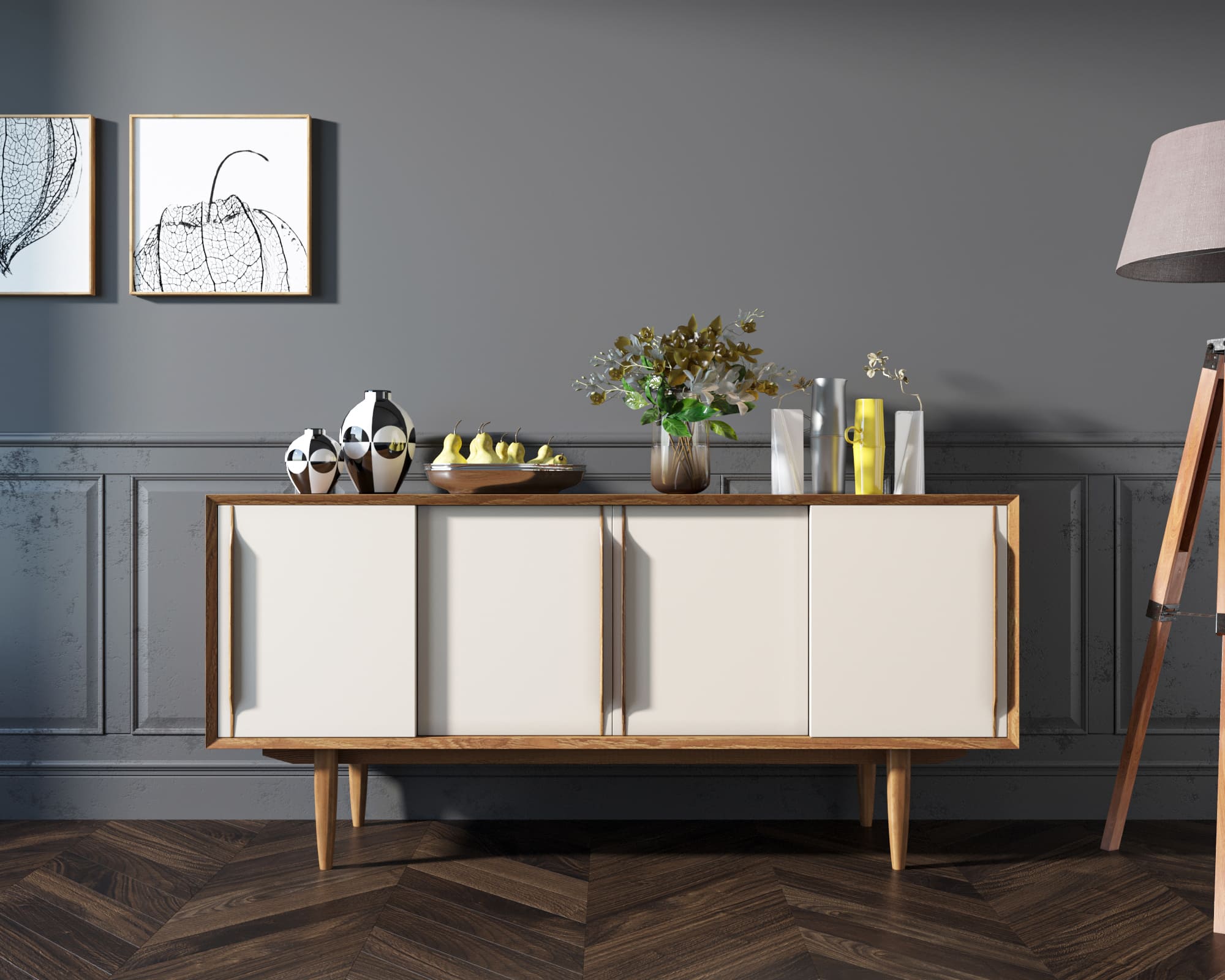 фото Комод "Bruni white" четыре дверки арт BR23WH