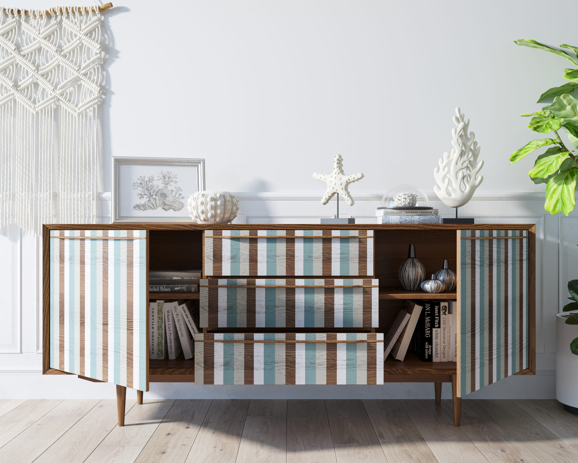 купить Комод "Bruni print 1" с тремя ящиками и дверками арт BR-03/print_1