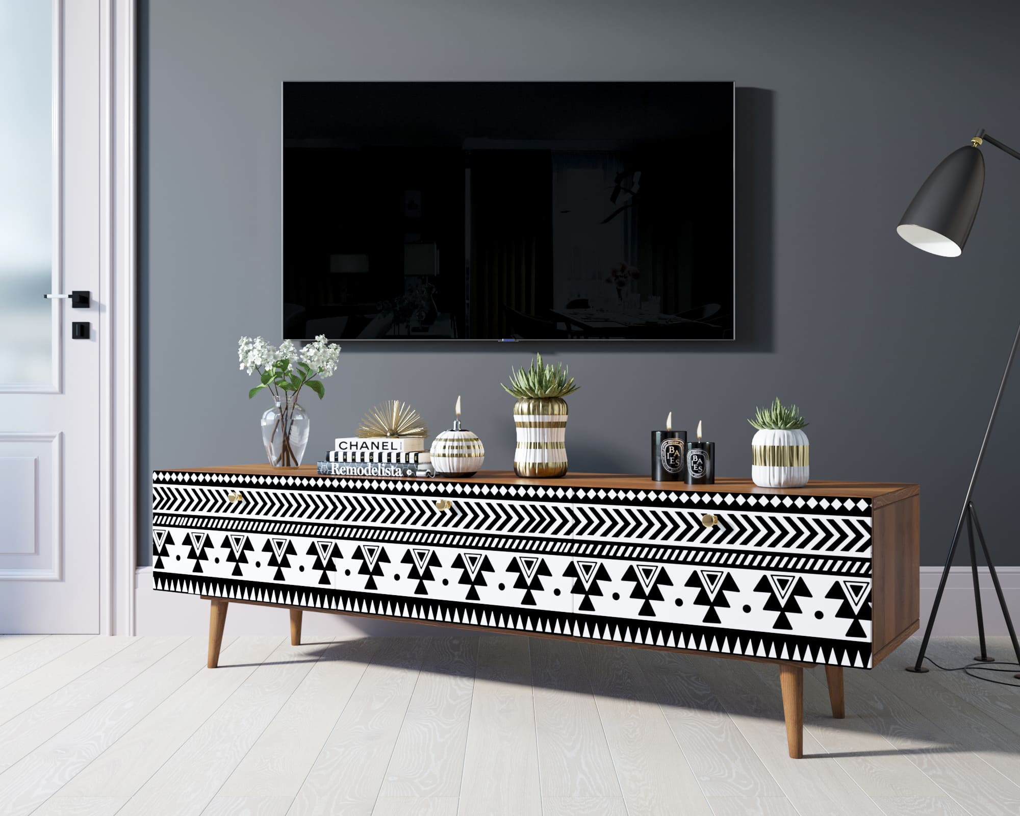 фото Комод "Berber" с ящиками низкий под TV принт 19 арт BB19/Print_19