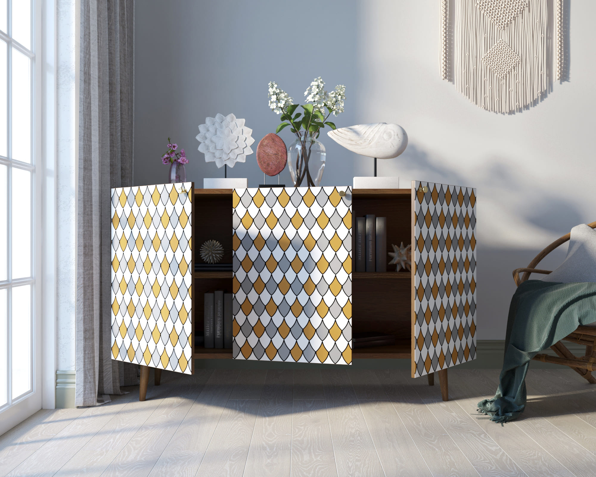 Комод "Berber" три дверки 22 принт арт BB01/Print_22 в интернет-магазине в Москве Комод "Berber" три дверки 22 принт арт BB01/Print_22 в интернет-магазине