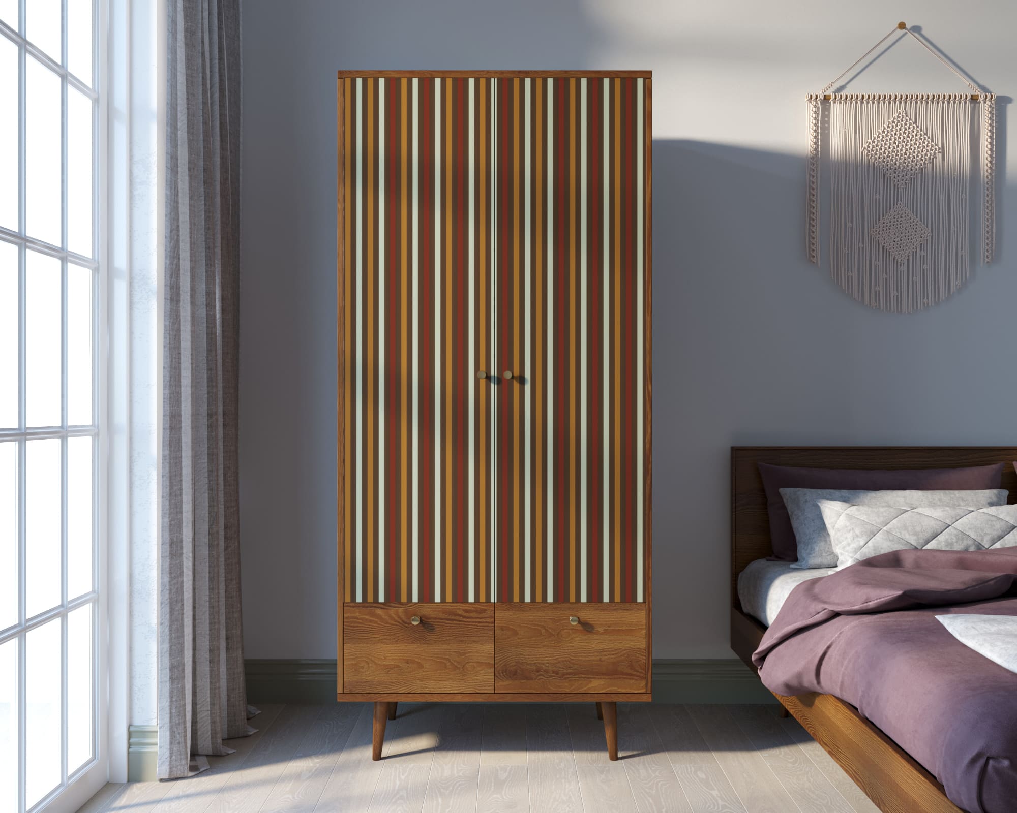 Шкаф двухстворчатый "Berber" принт 20 арт BB16/Print_20 в интерьере