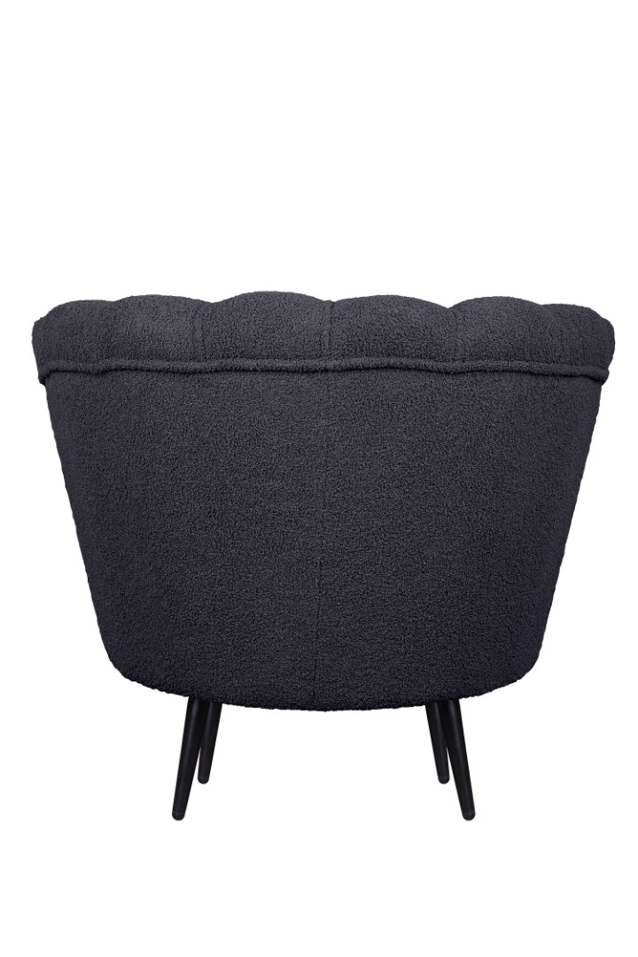 Низкое кресло ракушка Pearl Black Boucle на черных ножках в интернет-магазине
