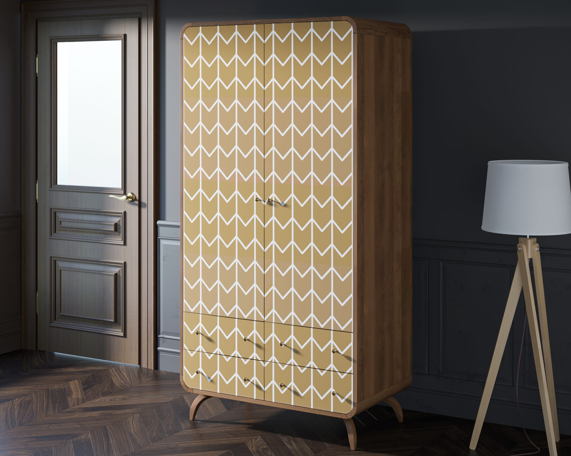 заказать Шкаф в скандинавском стиле "Ellipse Print" с ящиками принт 1 арт EL15/print_01