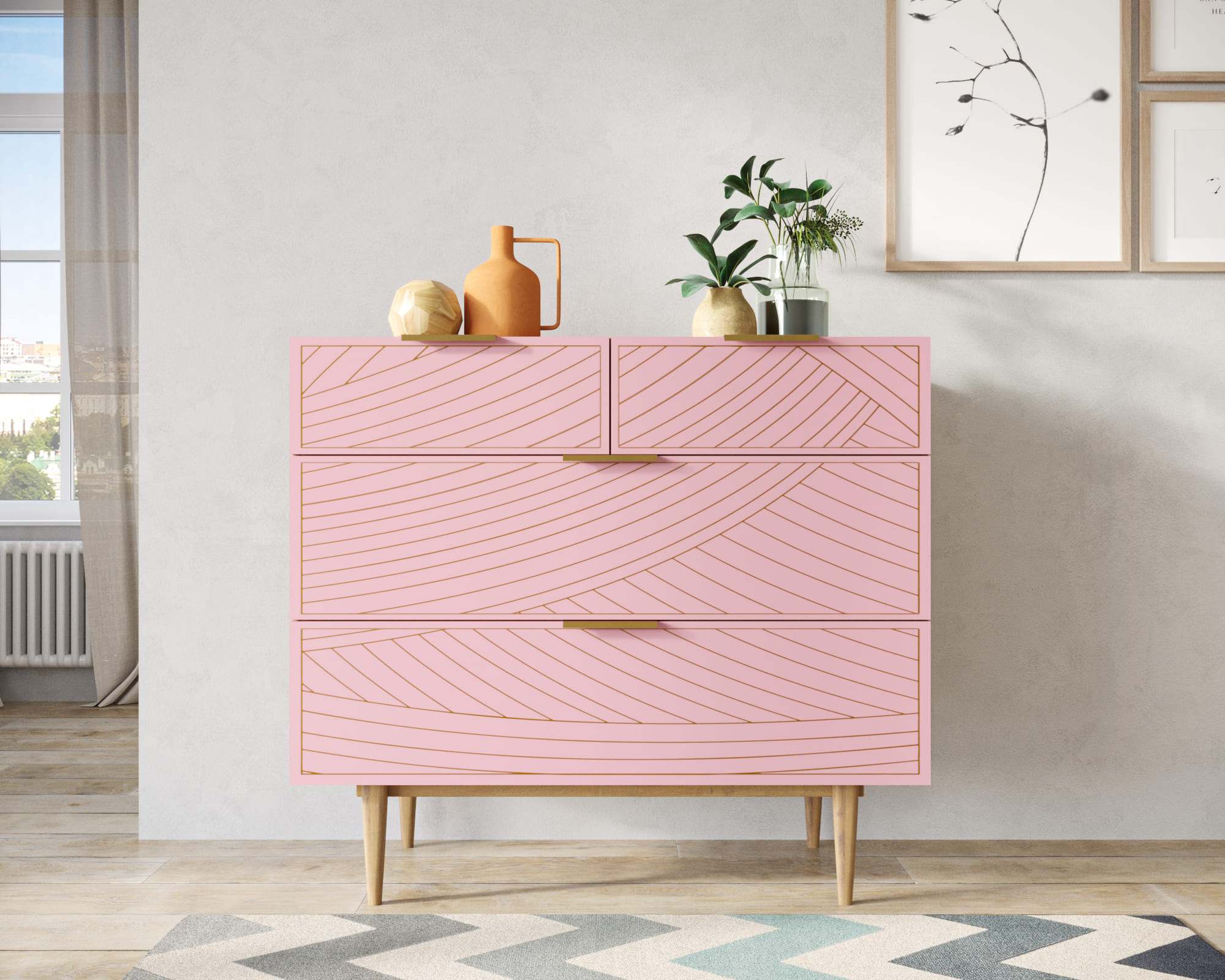 Комод с четыремя ящиками "Line" LN14/GR1/pink в интернет-магазине