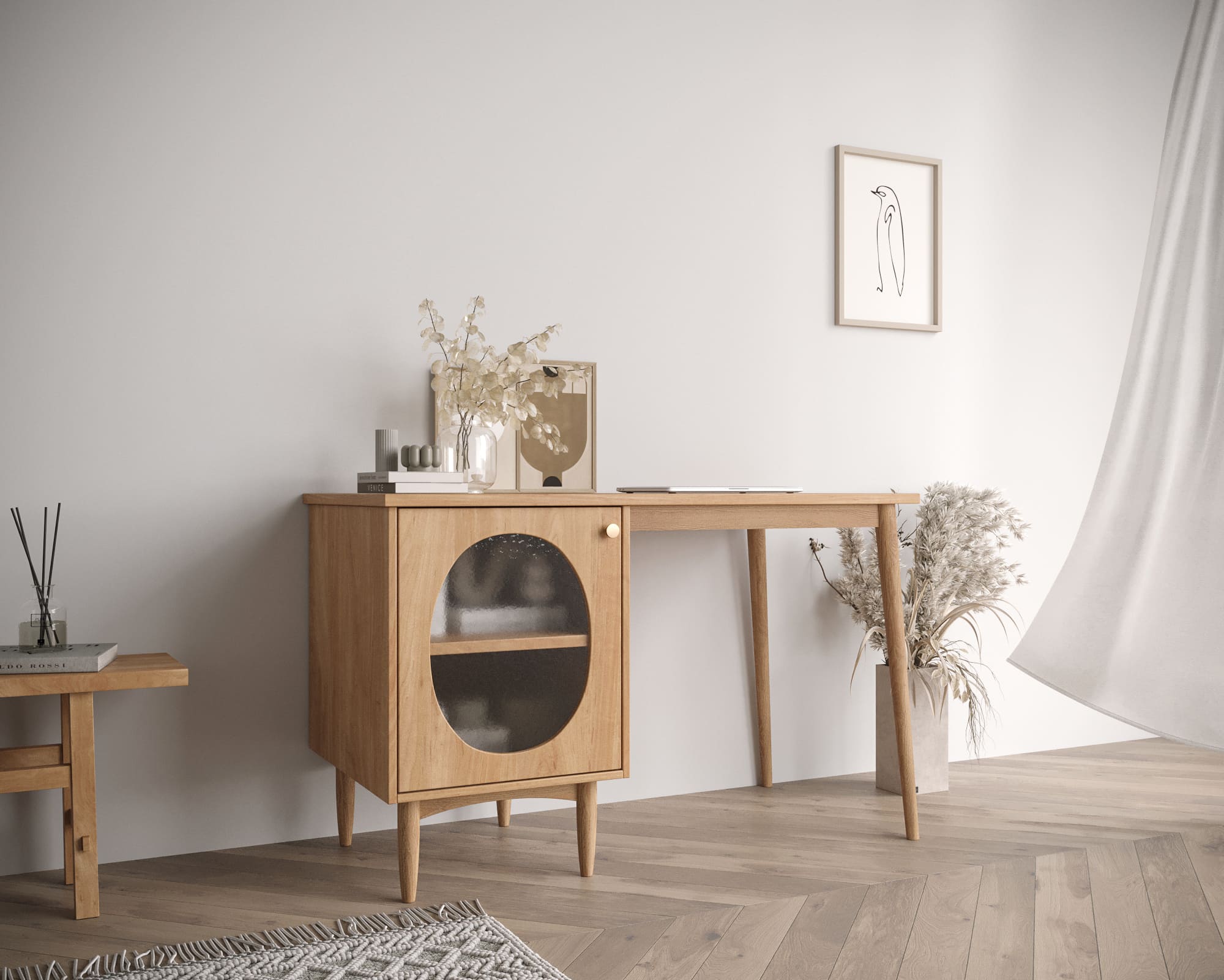 заказать Стол рабочий "Bubble" с левой тумбой арт BBL09