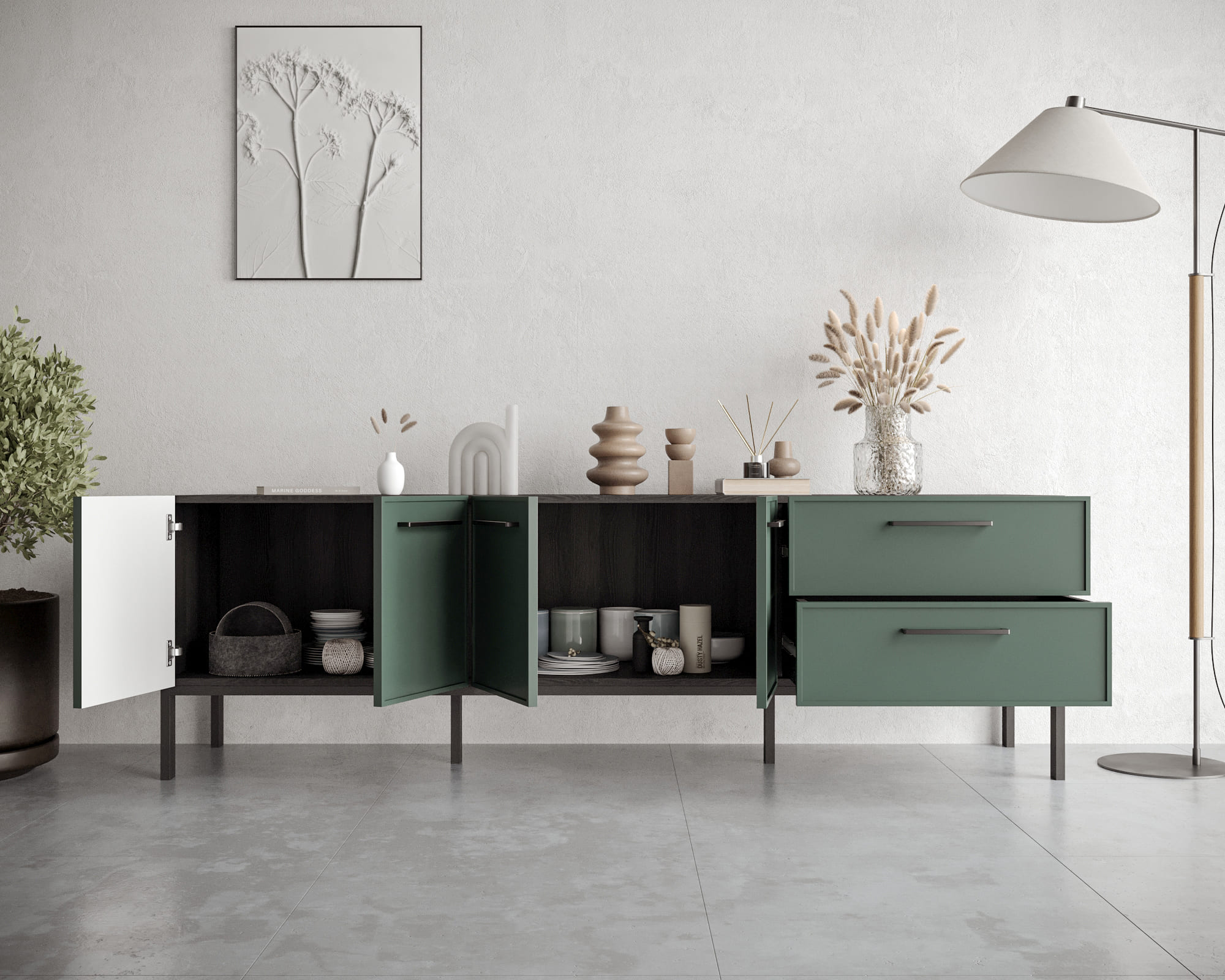 заказать Комод с четырьмя дверками и двумя ящиками "Nicole" арт NEM04G