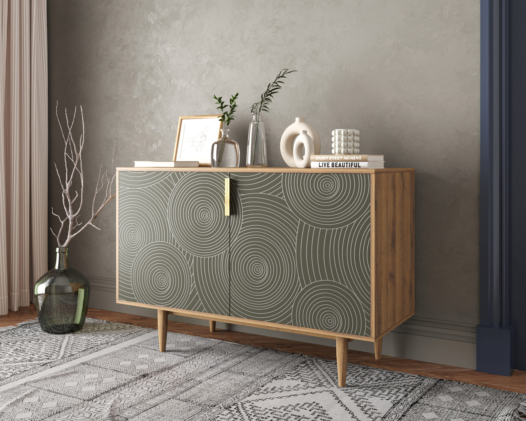 заказать Комод с двумя дверками "Line" R18/browngrey