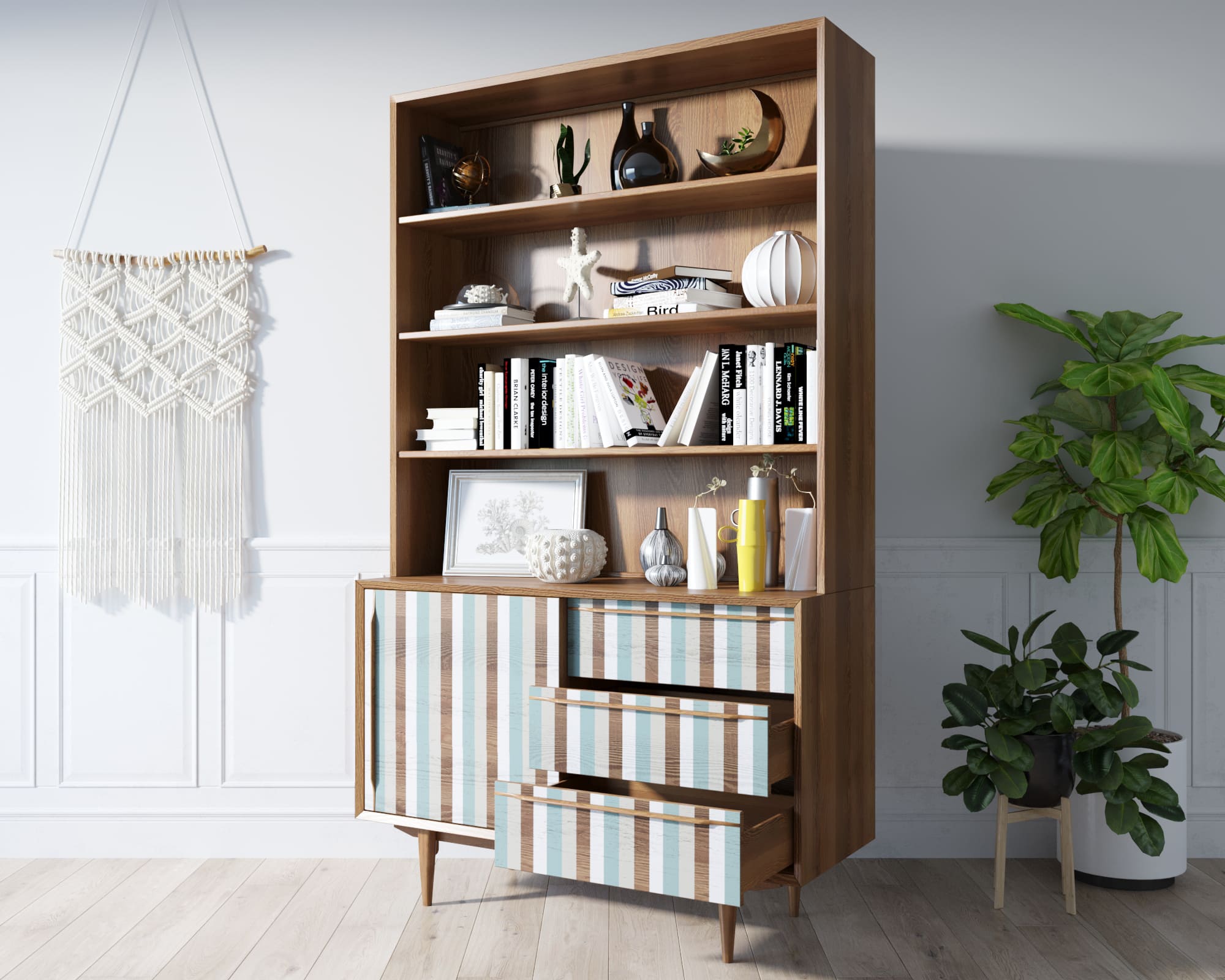 купить Стеллаж "Bruni print 1" с дверками арт BR-01/print_1