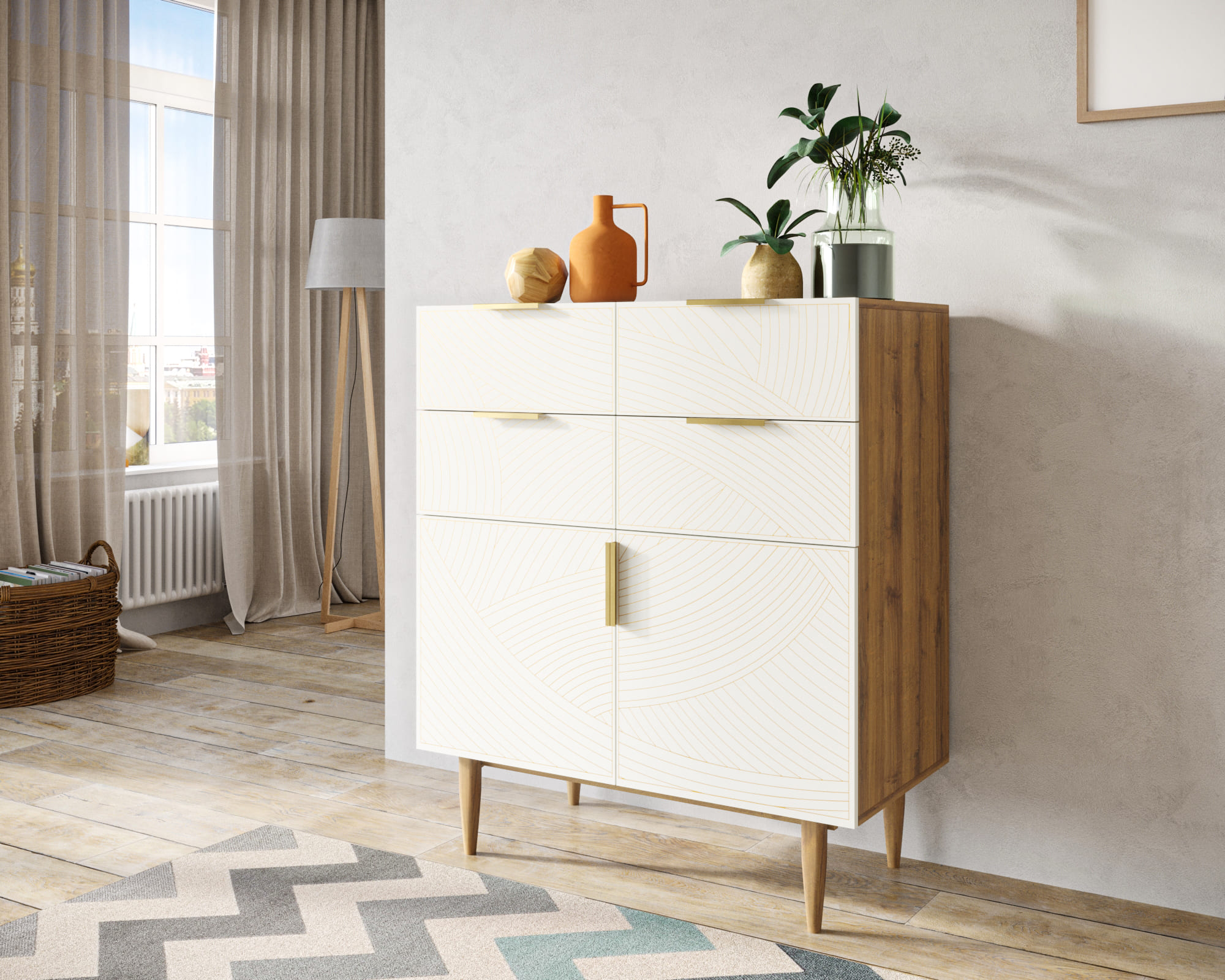 заказать Большой комод с четырьмя ящиками и дверками "Line" LN17/GR1/beige в Москве заказать Большой комод с четырьмя ящиками и дверками "Line" LN17/GR1/beige