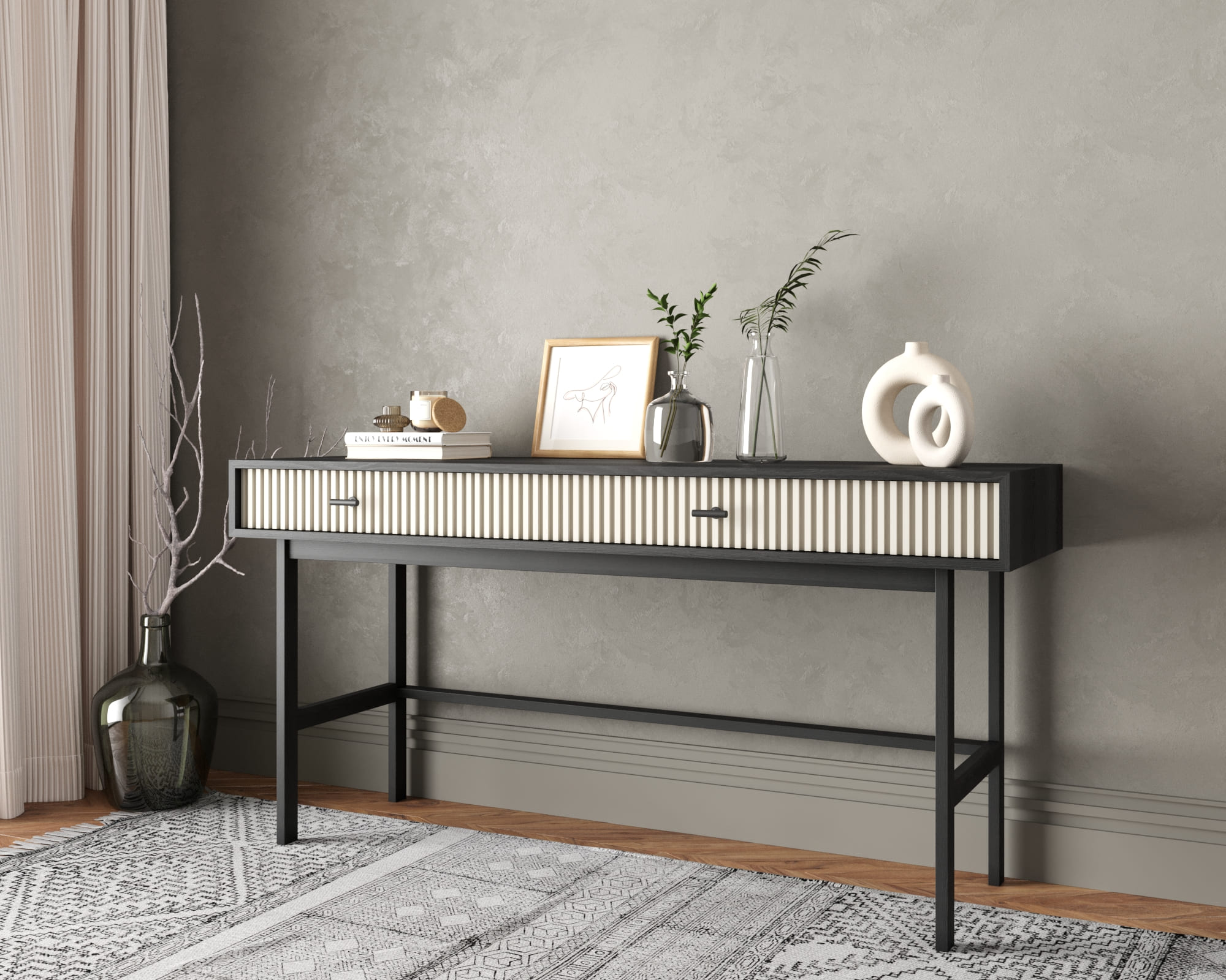 заказать Консоль с двумя ящиками "Emerson" арт EM22/milky/L