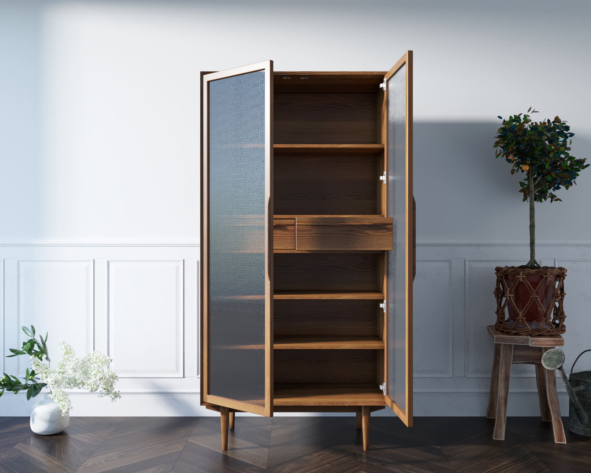 купить Буфет "Bruni" высокий с витражными стеклами арт BR51 в Москве купить Буфет "Bruni" высокий с витражными стеклами арт BR51