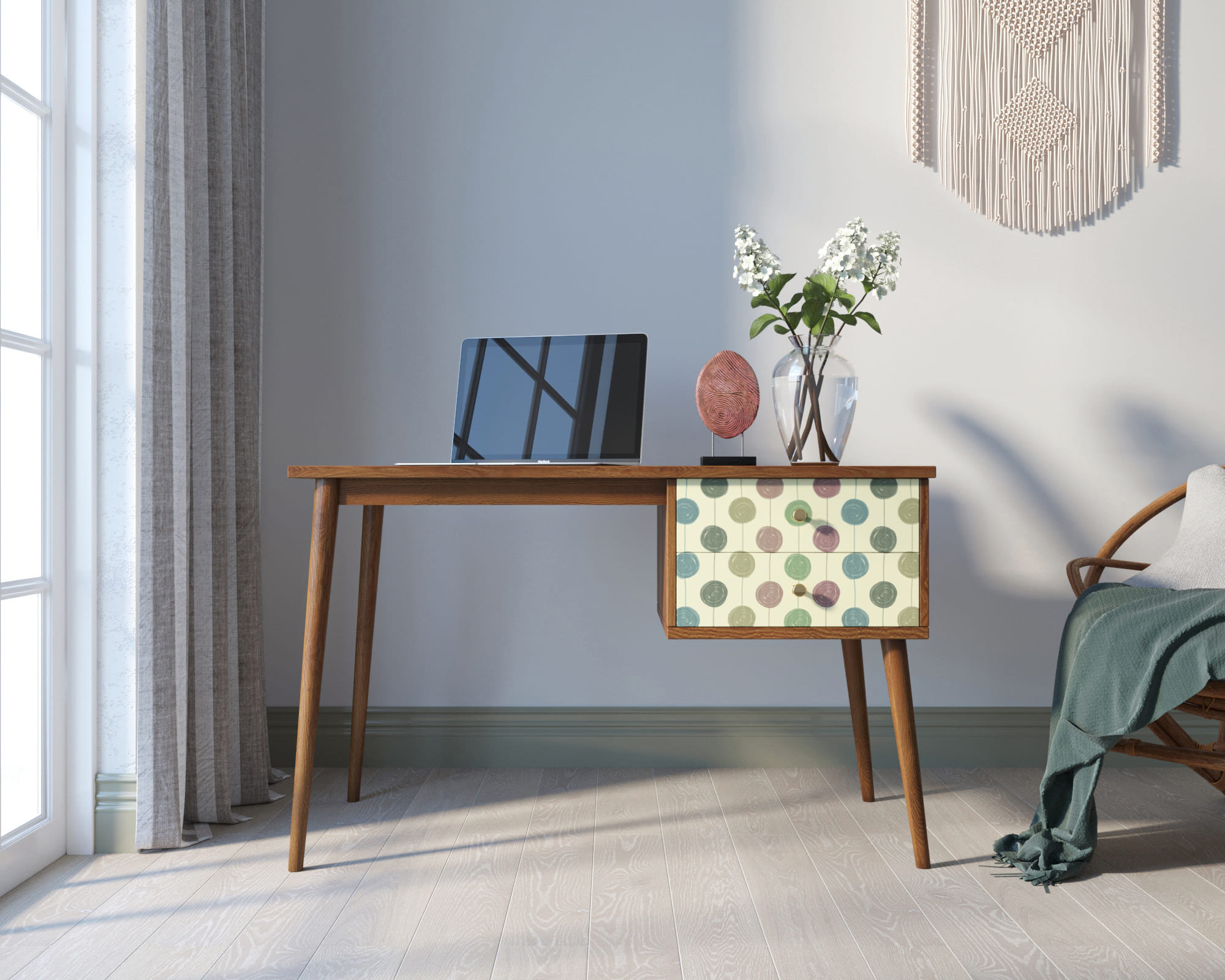 Стол рабочий "Berber" принт 24 с одной тумбой арт BB20/Print_24 в интерьере в Москве Стол рабочий "Berber" принт 24 с одной тумбой арт BB20/Print_24 в интерьере