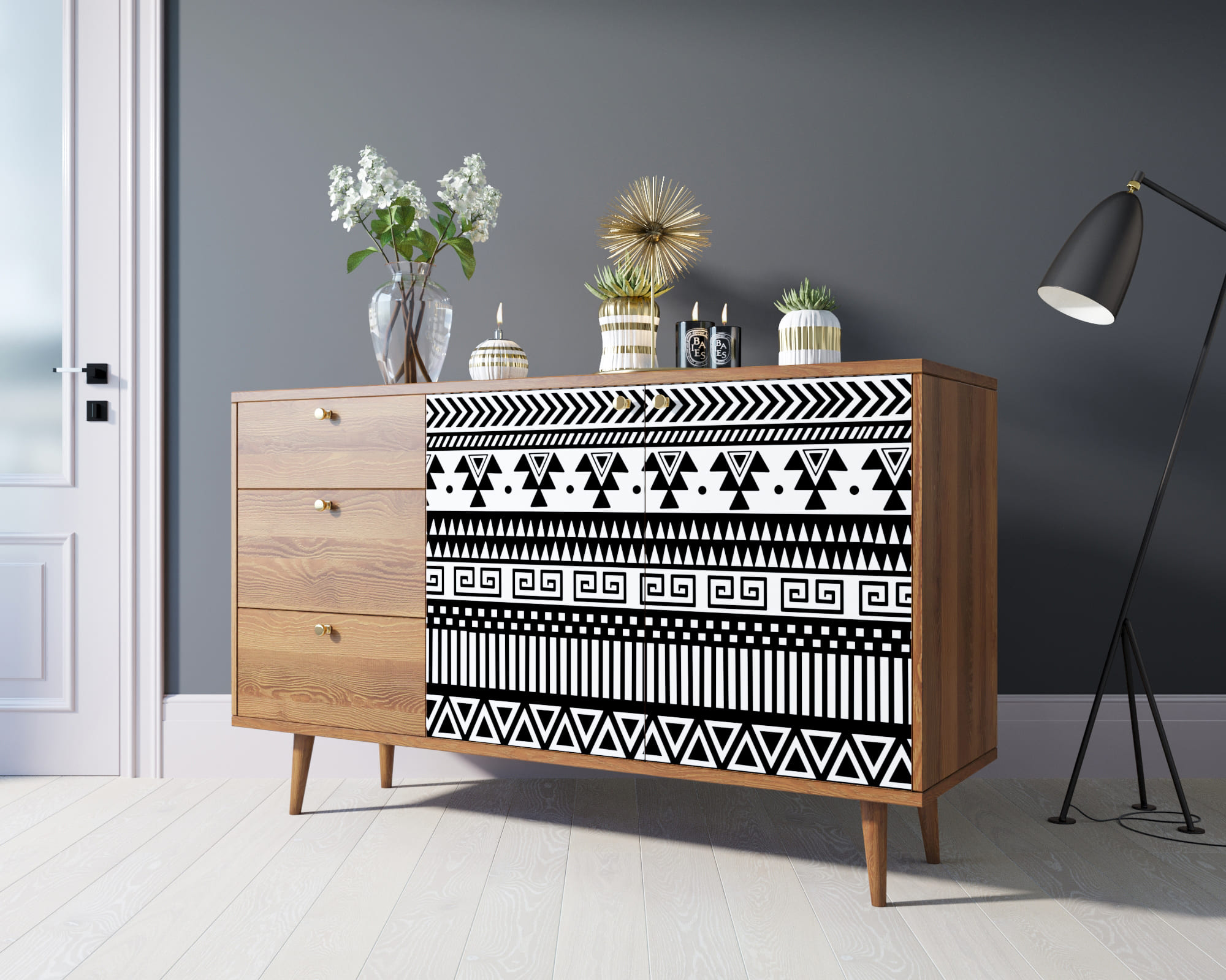фото Комод "Berber" с двумя дверками и ящиками 19 принт арт BB05/Print_19