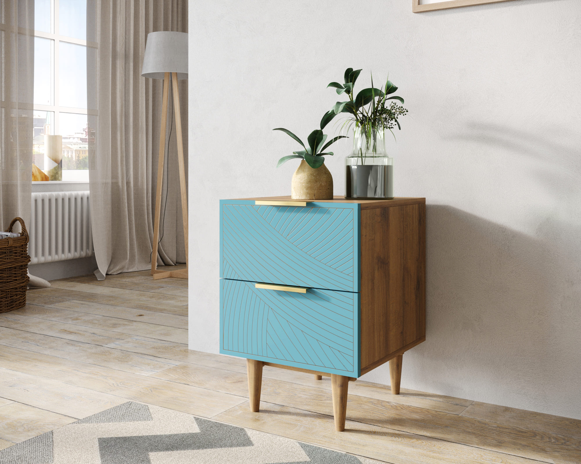 заказать Тумбочка с двумя ящиками "Line" LN07/GR1/blue в Москве заказать Тумбочка с двумя ящиками "Line" LN07/GR1/blue