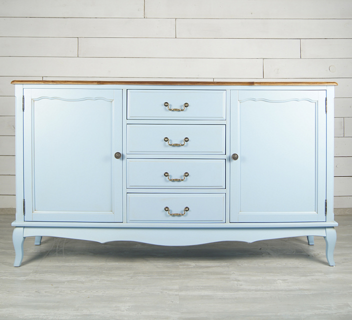 Голубой комод Leontina с дверками и ящиками арт ST9351B