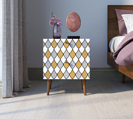 Тумбочка "Berber" с двумя ящиками 22 принт арт BB03/Print_22, разноцветная