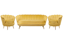 Комплект кресел и дивана ракушка Pearl Triple Yellow