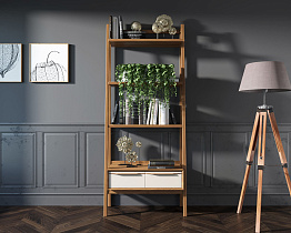 Узкий стеллаж "Bruni white" с двумя ящиками арт BR30WH