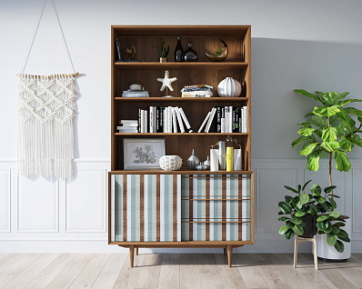 Стеллаж "Bruni print 1" с дверками арт BR-01/print_1