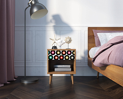 Тумбочка "Berber" с открытой полкой 37 принт арт BB33/Print_37, разноцветная