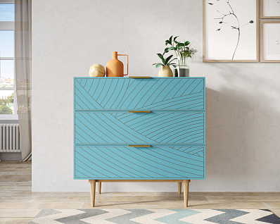 Комод с тремя ящиками "Line" LN12/GR1/blue