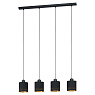 99275 Подвес ESTEPERRA, 4x28W(E27), L940, B160, H1100, сталь, черный/текстиль, черный, золотой