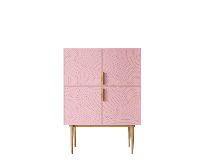Малый комод с четырьмя дверками на высоких ножках "Line" LN13/GR1/pink