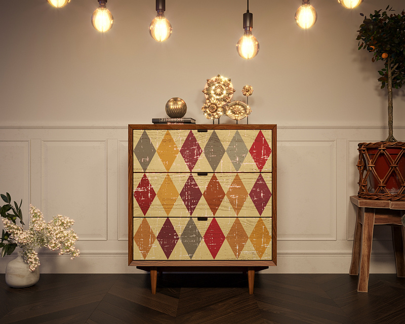 Комод в Скандинавском стиле "Bruni print" на три ящика арт BR07P в Москве Комод в Скандинавском стиле "Bruni print" на три ящика арт BR07P