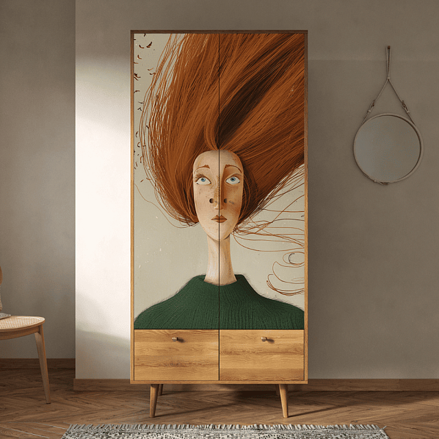 Шкаф двухстворчатый "Berber Art Рыжая девушка" арт BB16/Art1 в Москве Шкаф двухстворчатый "Berber Art Рыжая девушка" арт BB16/Art1