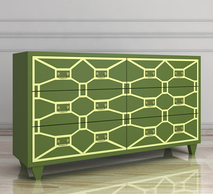 Зеленый комод "Emerald" 6 ящиков арт DSC348ETG